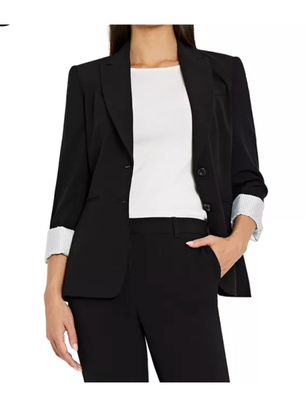 NWT Tahari ASL Two-Button Blazer Black Womens 12 MSRP $129